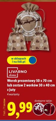 Zestaw 2 worków prezentowych z juty promocja w Lidl