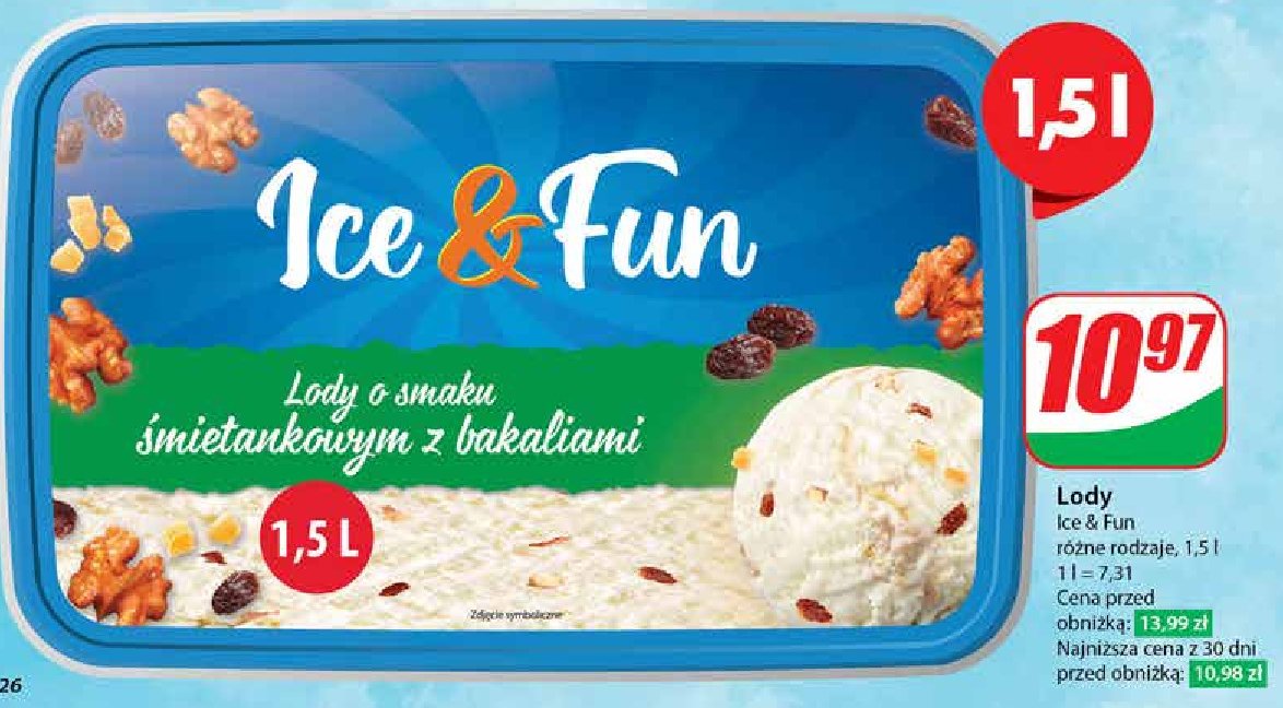 Lody bakaliowe Koral ice&fun promocja w Dino