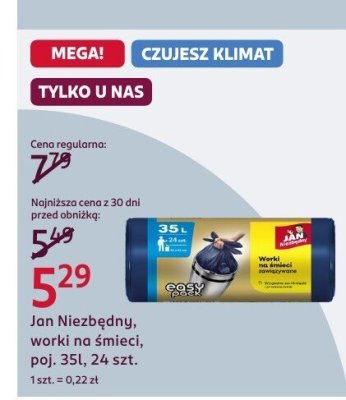 Worki na śmieci Jan Niezbędny, poj. 35l, 24 szt. promocja w Rossmann
