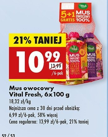 Mus owocowy mix Vital fresh promocja