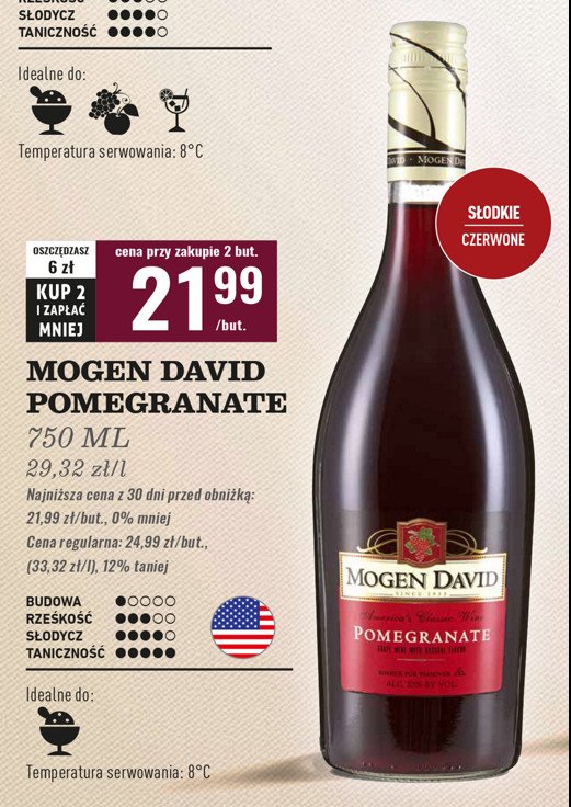 Wino Mogen david pomegranate promocja w Biedronka