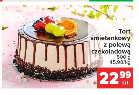 Tort 艣mietankowy z polew膮 czekoladow膮 promocja