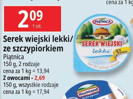 Serek ze szczypiorkiem Piątnica serek wiejski promocja