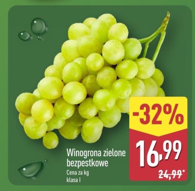 Winogrona zielone bezpestkowe promocja w Aldi
