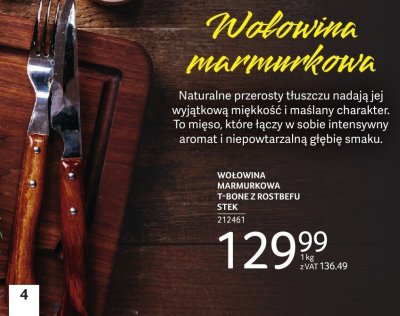 Wołowina marmurkowa T-bone z rostbefu stek promocja w Selgros