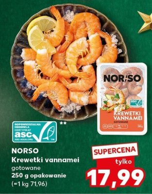 Krewetki vannamei gotowane NORSO promocja w Kaufland