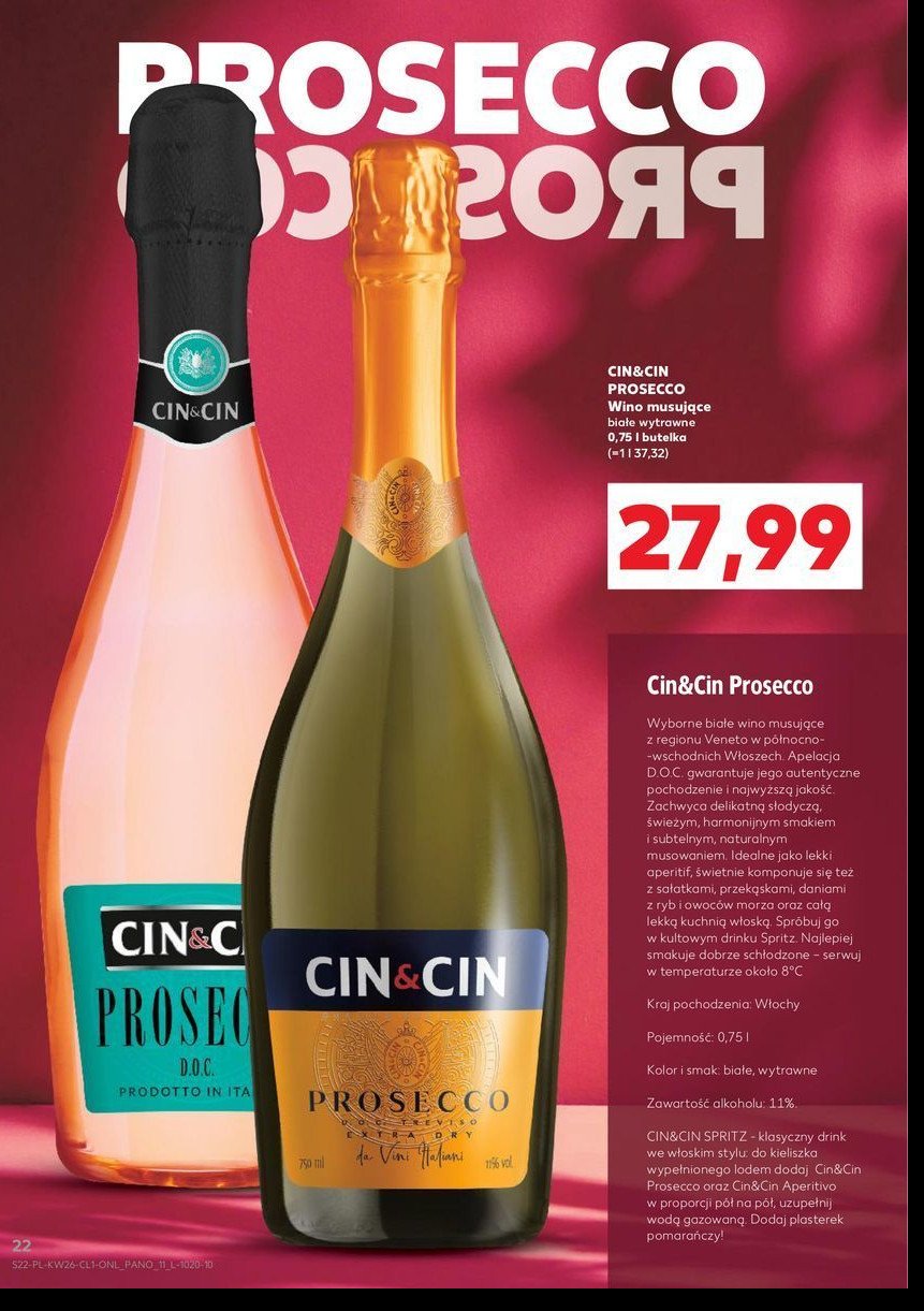 Wino rose Cin&cin prosecco promocja w Kaufland