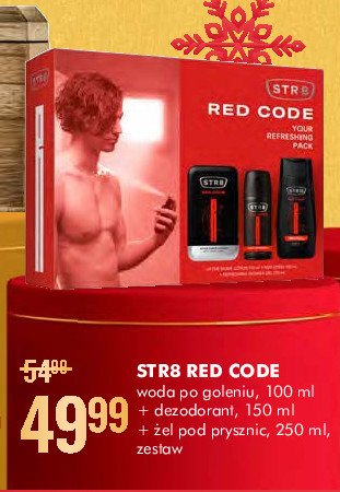 Zestaw w pudełku red code żel pod prysznic 250 ml + dezodorant 150 ml + woda po goleniu 100 ml Str8 zestaw promocja
