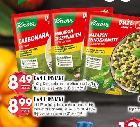 Makaron z kremowym pesto Knorr danie promocja