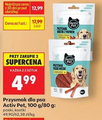 Przysmak dla psa Activ Pet, 100 g/80 g: paski, kostki promocja w Biedronka