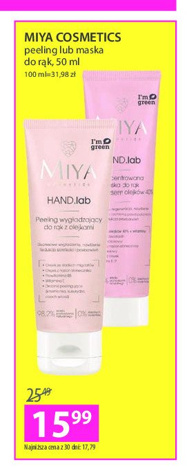 Peeling wygładzający do rąk z olejkami Miya hand.lab Miya cosmetics promocja