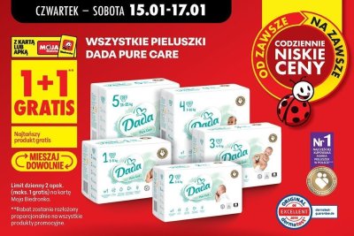 Pieluszki Pure Care wszystkie rodzaje 1+1 GRATIS promocja w Biedronka