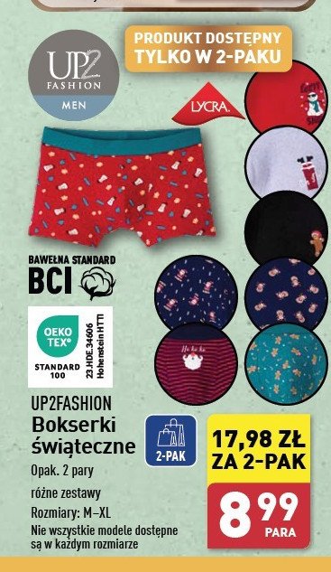 Bokserki męskie świąteczne m-xl Up2fashion promocja w Aldi