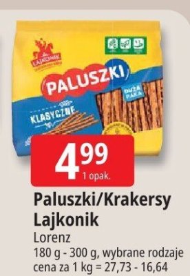 Paluszki/Krakersy Lajkonik Lorenz promocja w Leclerc