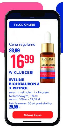 Serum przeciwzmarszczkowe do twarzy na noc EVELINE BIOHYALURON promocja
