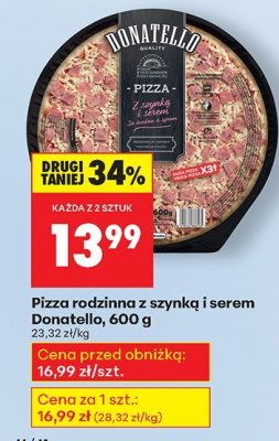 Pizza rodzinna z szynką i serem  promocja w Biedronka