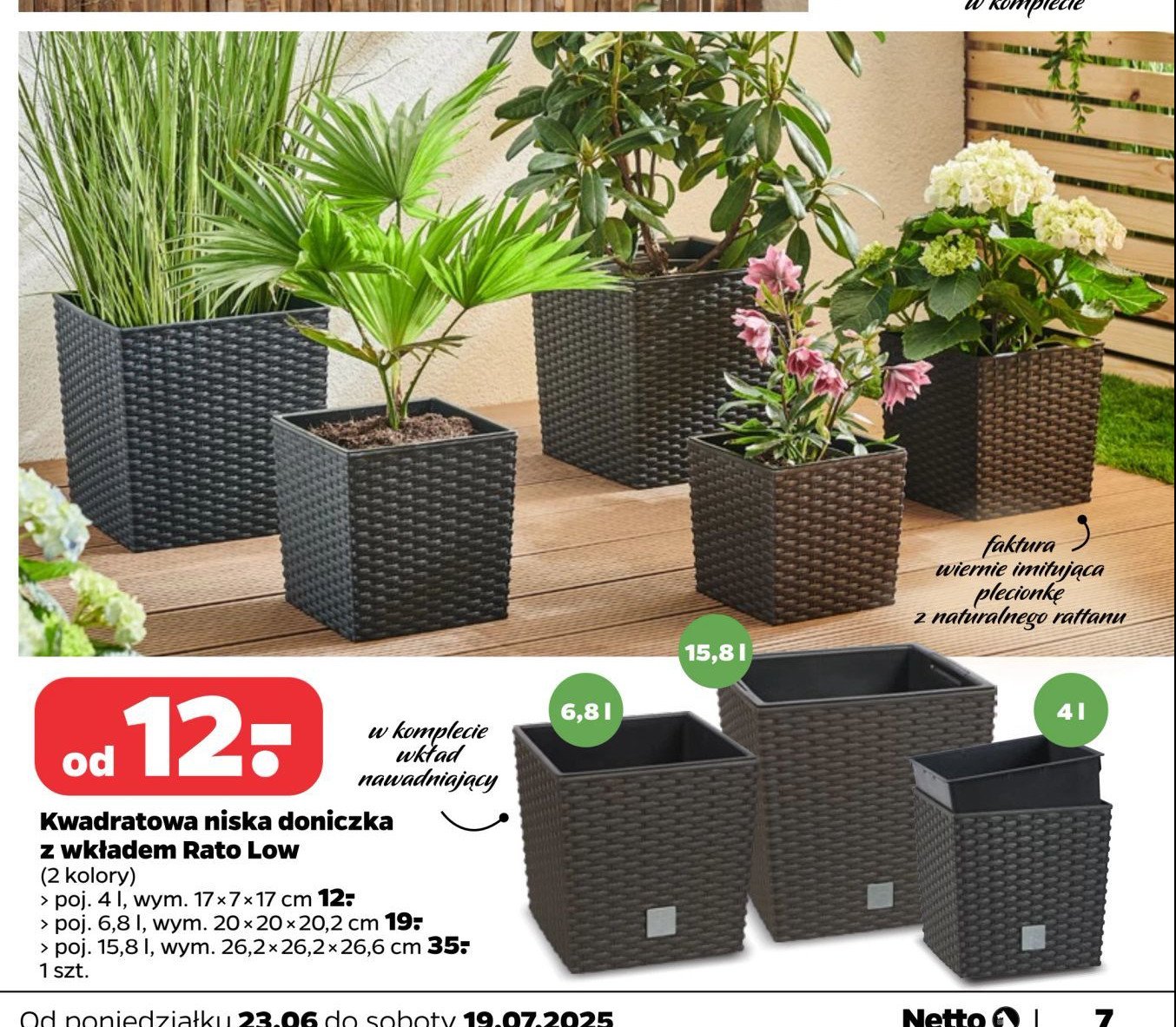 Doniczka rato low 4l promocja w Netto