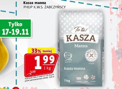 Kasza manna PHUP K.W.S. Zabczyńscy promocja w Prim Market