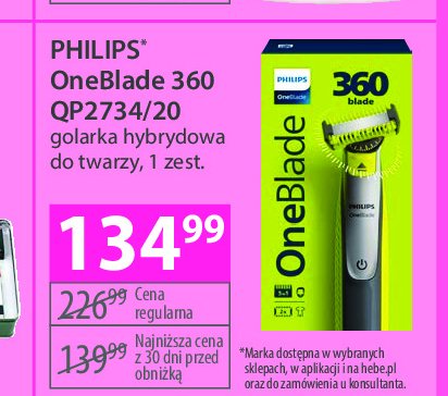 Golarka hybrydowa qp2734/20 Philips oneblade promocja