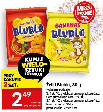 Żelki Blublo, 80 g wybrane rodzaje promocja w Twój Market