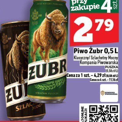 Piwo Żubr 0,5 L promocja w TOPAZ