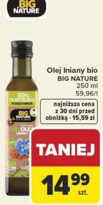 Olej lniany bio BIG NATURE promocja w Carrefour