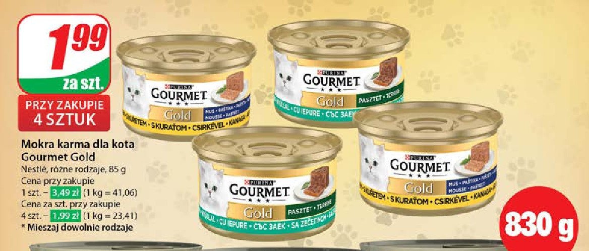 Karma dla kota mus z kurczakiem Purina gourmet gold promocja w Dino