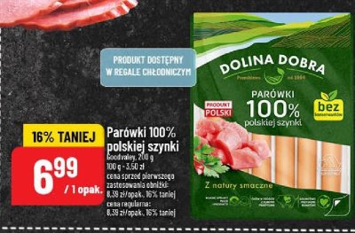 Parówki 100% polskiej szynki  promocja w POLOmarket