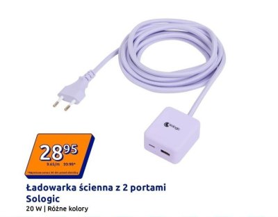 Ładowarka ścienna z 2 portami, różne kolory promocja w Action