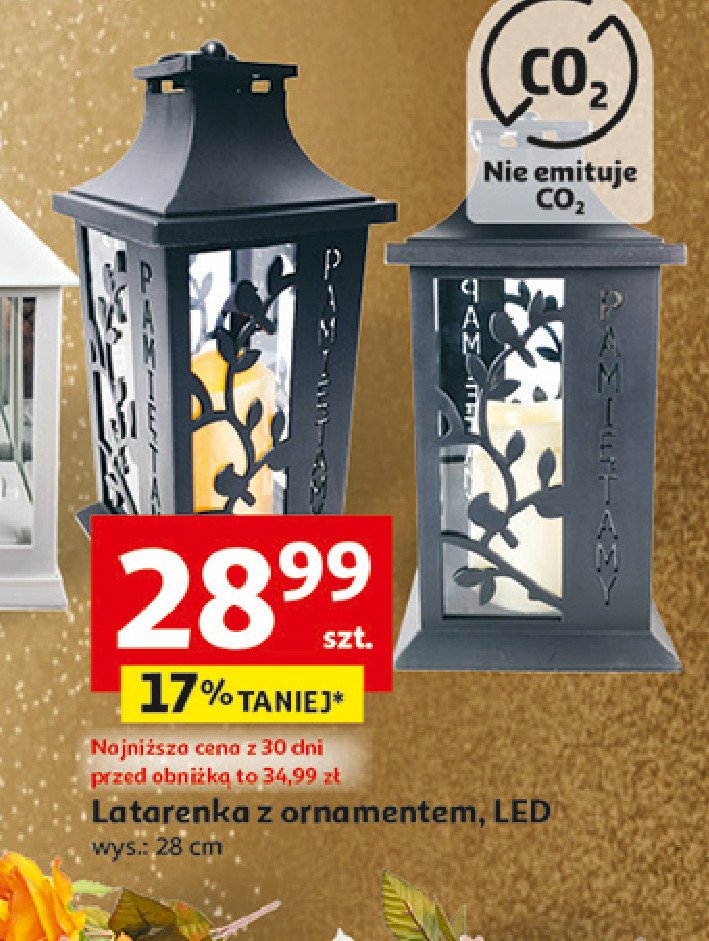 Latarenka z ornamentem led 28 cm promocja w Auchan