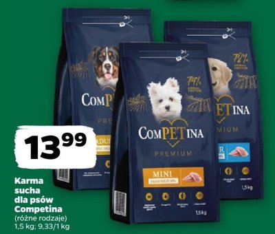 Karma sucha dla psów Competina różne rodzaje promocja w Netto