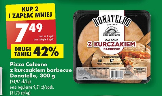 Pizza football calzone z kurczakiem barbecue Donatello pizza promocja