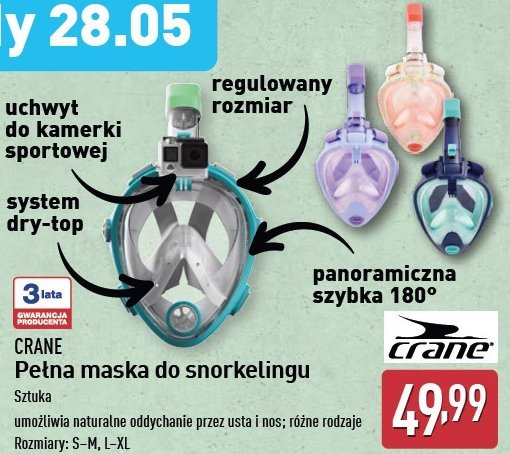 Maska do snorkelingu s/m CRANE promocja w Aldi