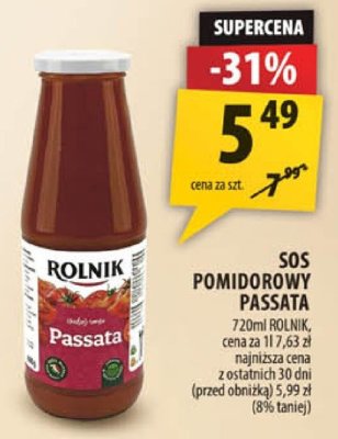 Sos pomidorowy passata Rolnik promocja w Arhelan