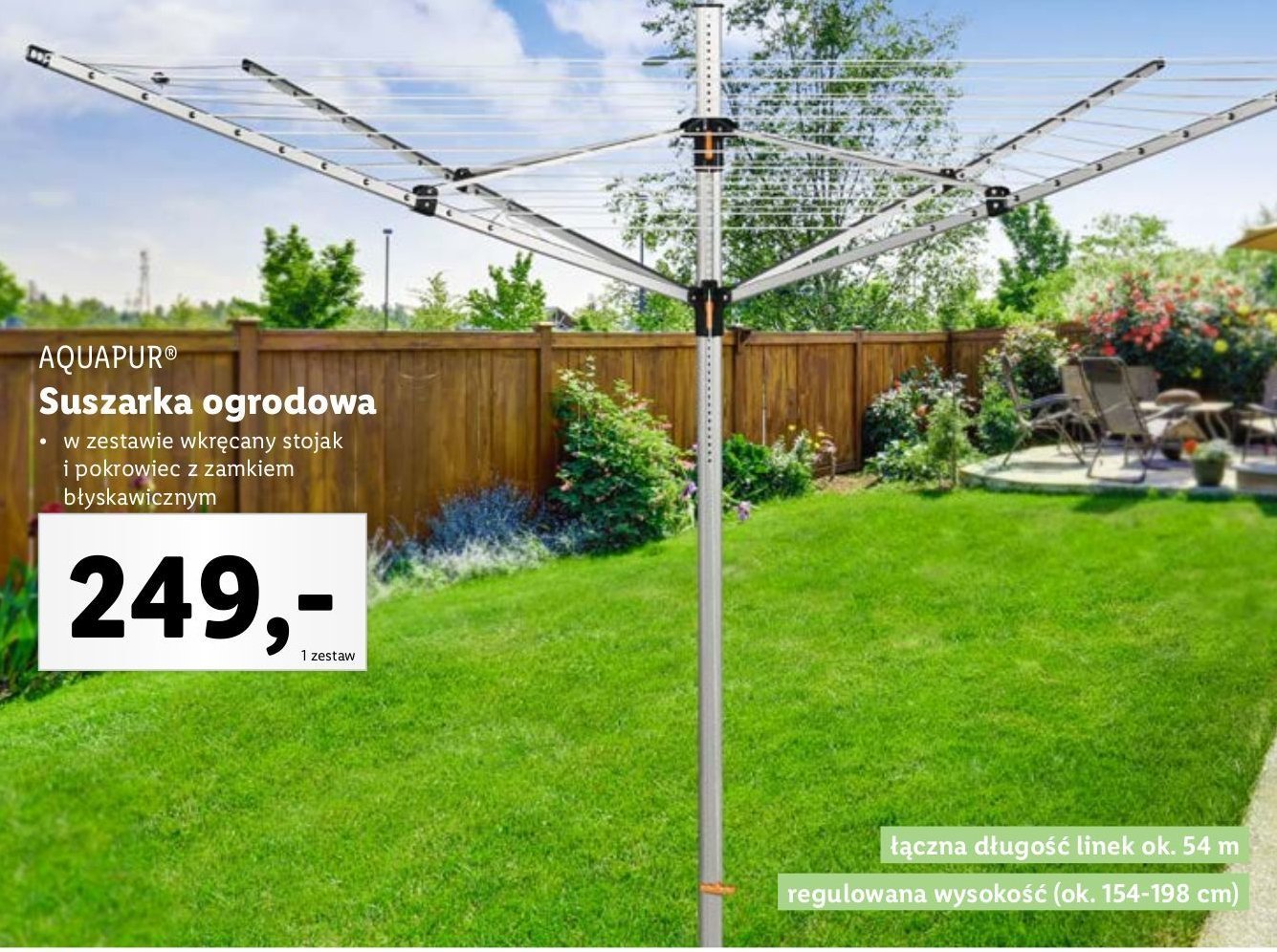 Suszarka ogrodowa 2.1 m Aquapur promocja