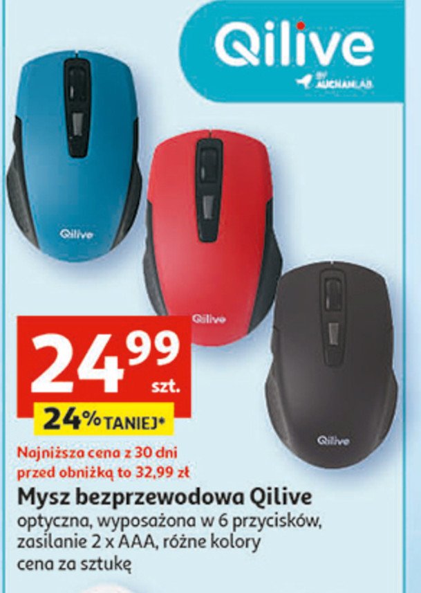 Mysz bezprzewodowa q3205 czerwona Qilive promocja
