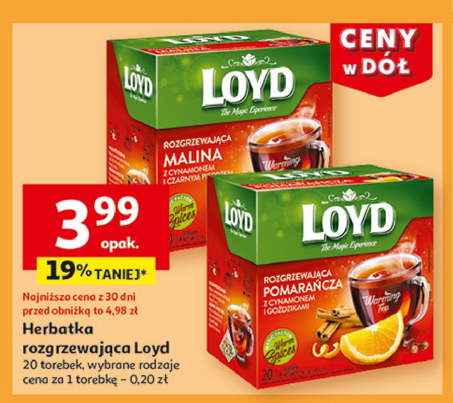 Herbata rozgrzewająca malina z cynamonem i czarnym pieprzem Loyd tea the magic experience promocja