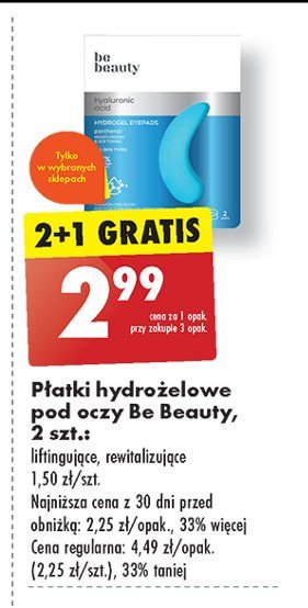 Płatki hydrożelowe hyaluronic acid Be beauty care promocja