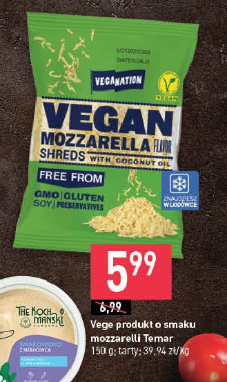 Mozzarella wiórki wegańskie Veganation promocja