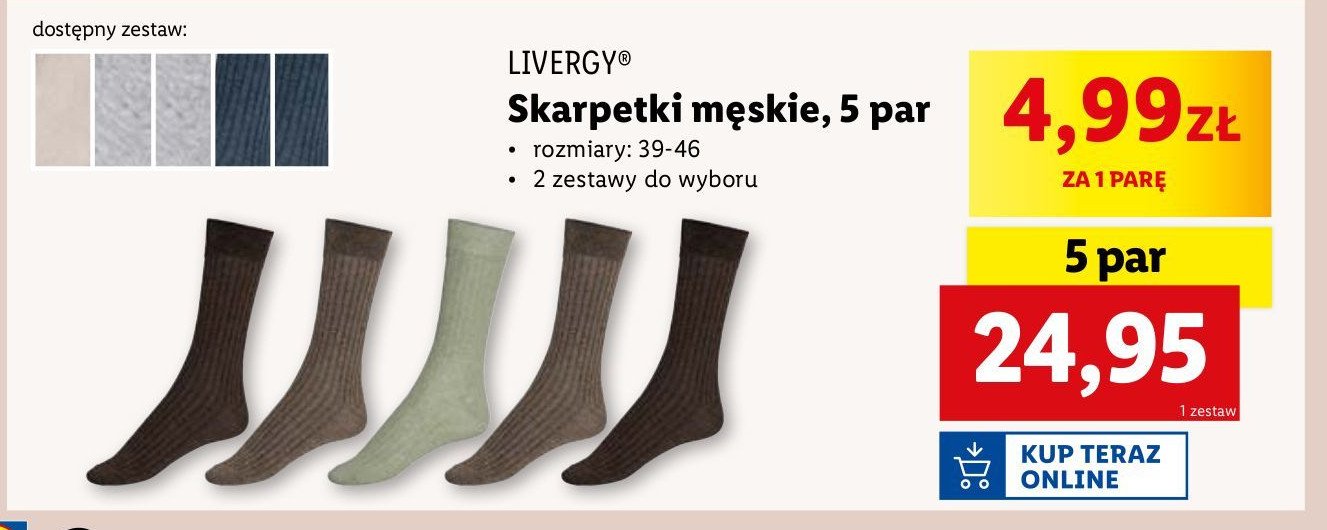 Skarpetki 39-46 Livergy promocja