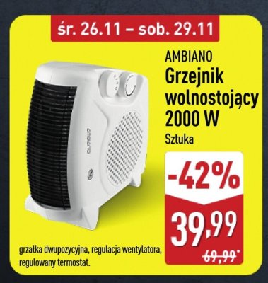 Grzejnik wolnostojący 2000 W  promocja w Aldi