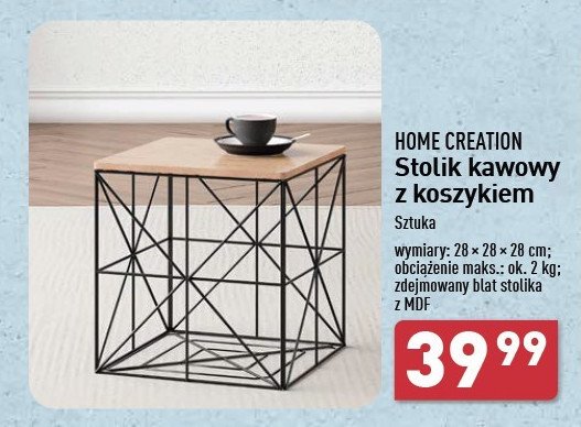 Stolik kawowy z koszykiem Home creation promocja