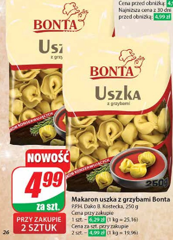 Uszka z grzybami Bonta promocja w Dino