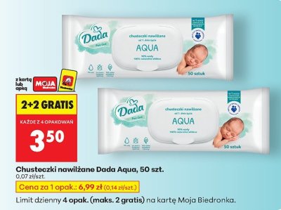Chusteczki nawilżane Dada Aqua, 50 szt. 2+2 gratis promocja w Biedronka