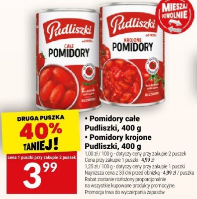 Pomidory całe Pudliszki, 400 g promocja w Twój Market