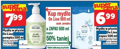 Mydło w płynie On Line zapas 500 ml Cotton Dream/Aloe Touch/Forte Sweden promocja w TOPAZ