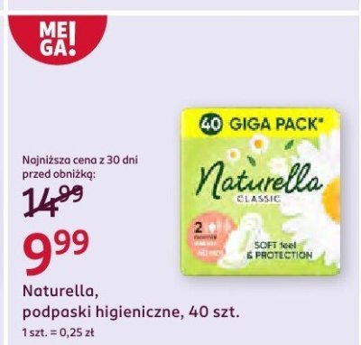 Podpaski higieniczne Naturella, 40 szt. promocja w Rossmann