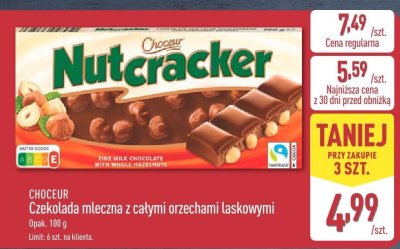Czekolada mleczna z całymi orzechami laskowymi promocja w Aldi
