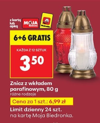 Znicz z wkładem parafinowym  promocja w Biedronka