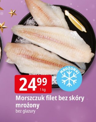 Morszczuk filet bez skóry mrożony bez glazury promocja w Leclerc